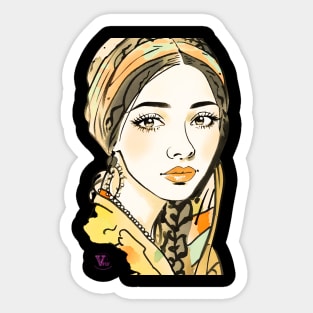 Boho girl in yellow Sticker